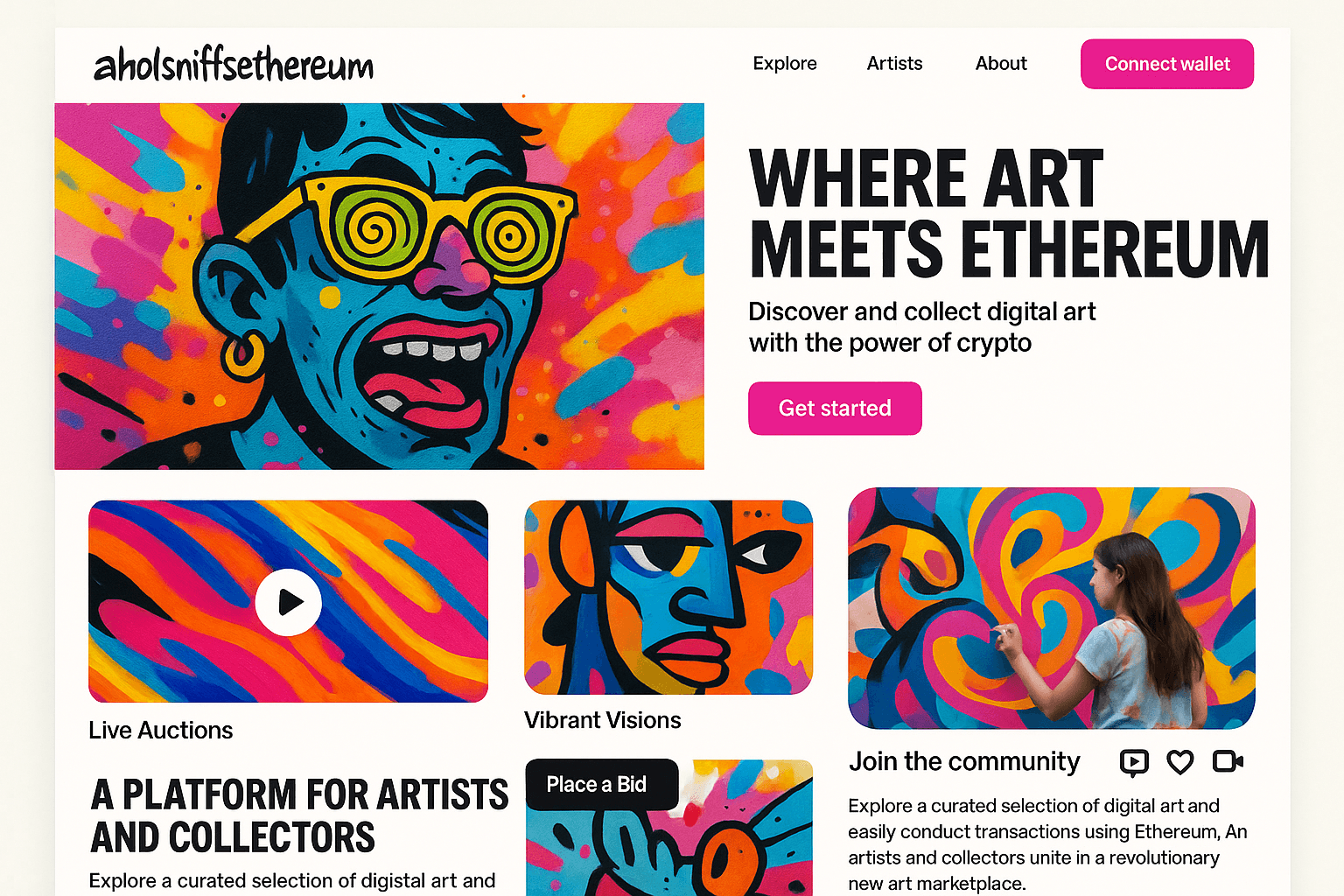 aholsniffsethereum.com website mockup